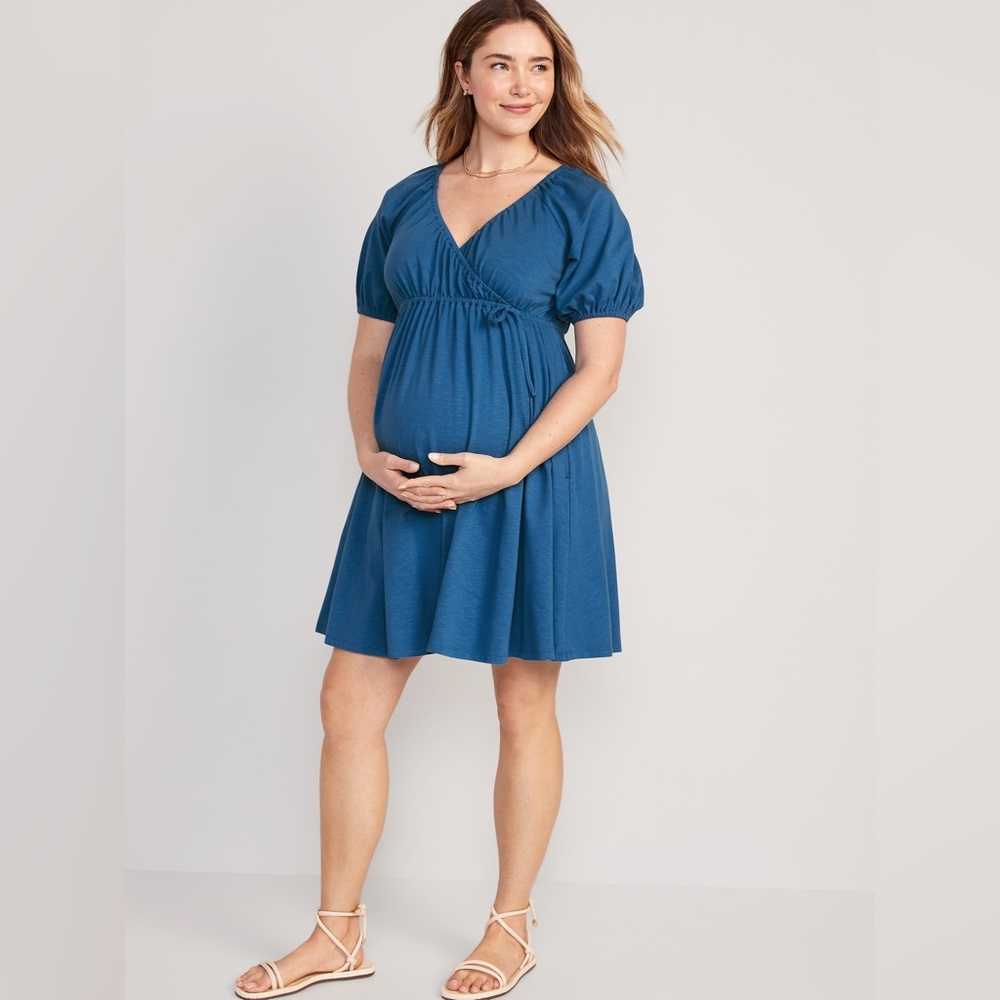 Old Navy | Blue Faux Wrap Maternity Dress | Size S